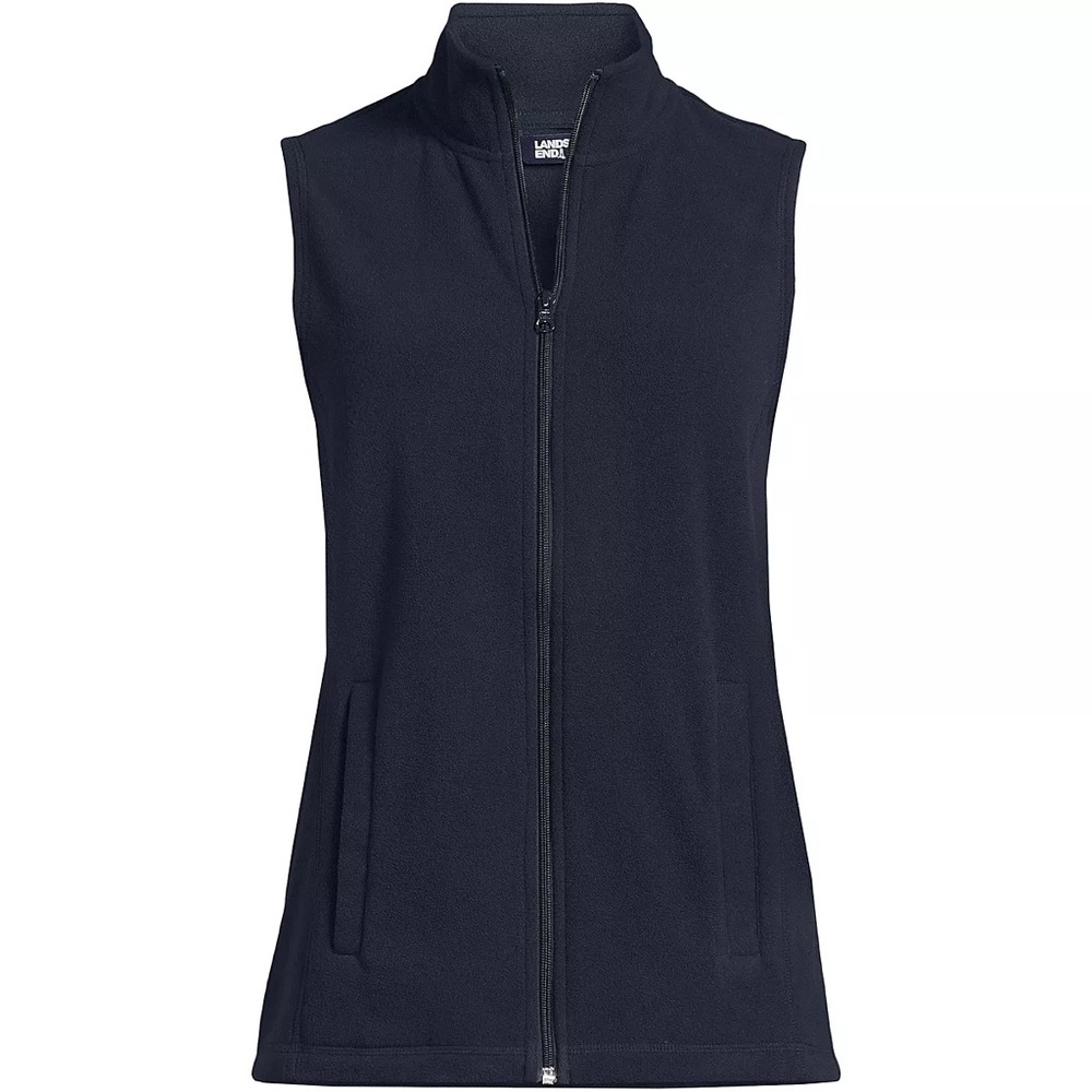 Lands' End women lightweight Fleece Vest black small (6-8) NWOT